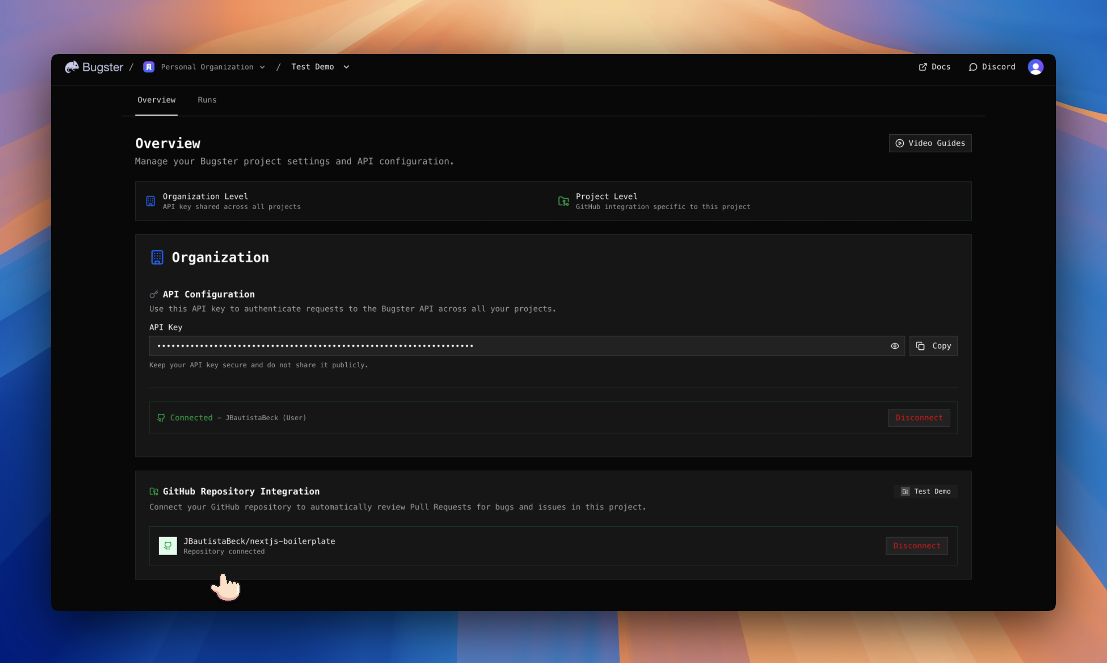 Final configuration showing connected repository